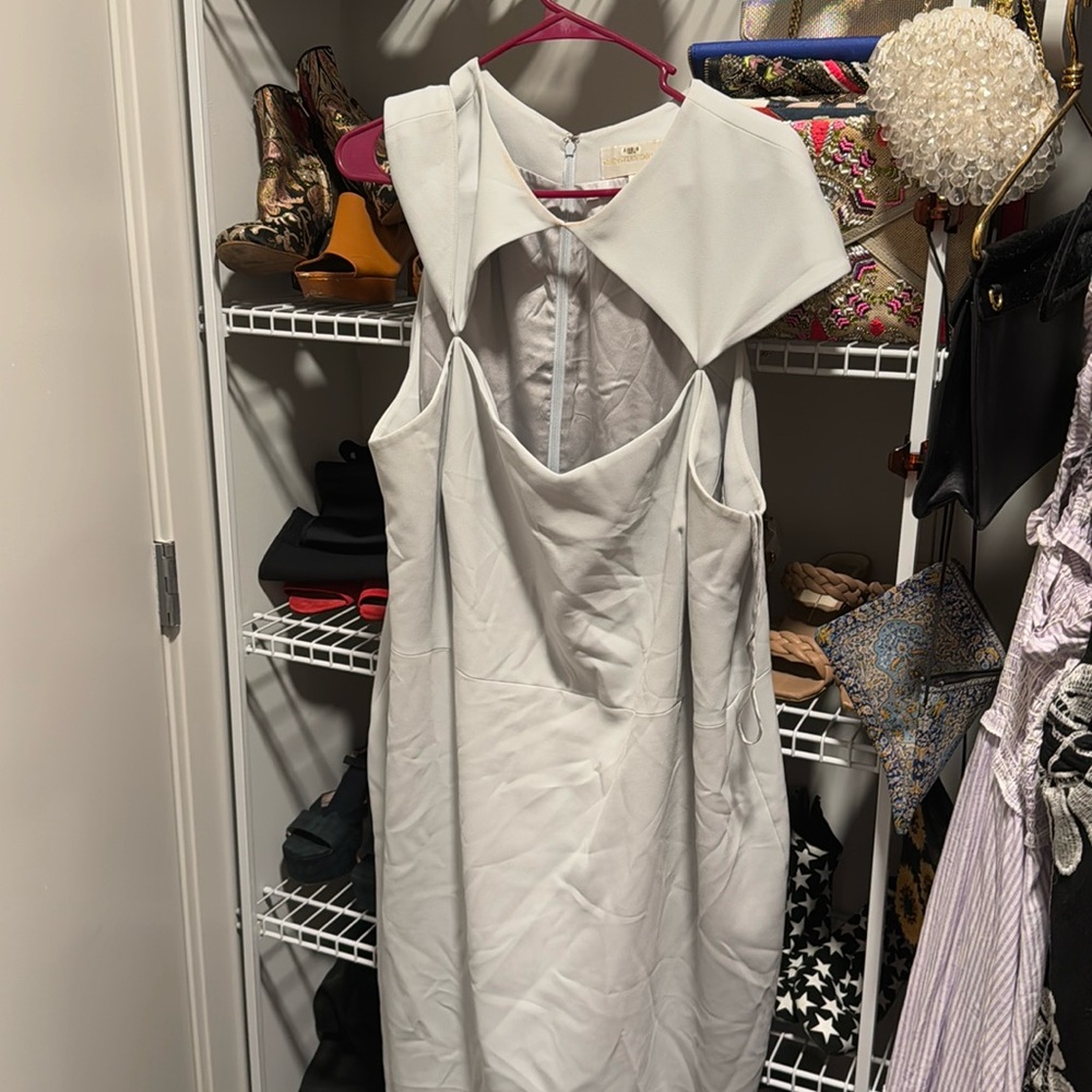 Grey Christian Siriano Dress with cutout